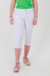 Such a comfortable fit for the ladies golf season. White Ladies Golfing Capri trousers are perfect for your ladies golfing wardrobe.    Matched with the JRB Ladies Golf shirts in various stunning designs and you will look amazing when out playing on the golf course.