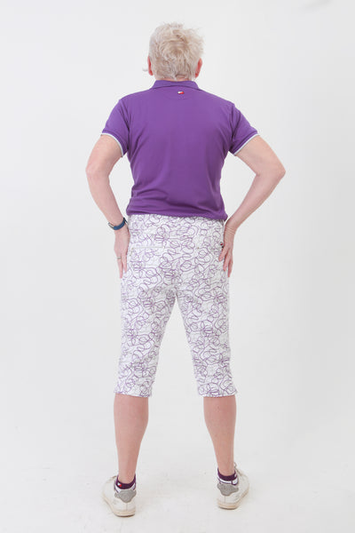 If you are looking for golf clothes for women then look at these fashionable, stylish purple swirl ladies golf shorts.  Great matched with the JRB Ladies Golf shirts in various stunning designs and you will look amazing when out playing your Daily Sports.