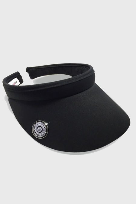 Magnetic soft fabric Golf Cap - Black with jewel detail