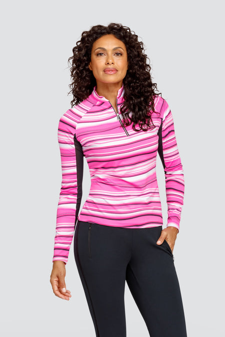 JRB Stripe Sweater (1/4 zipped) - Grape