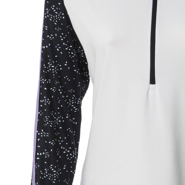 JRB 1/4 zipped summer long sleeved top - White, navy & Lavender