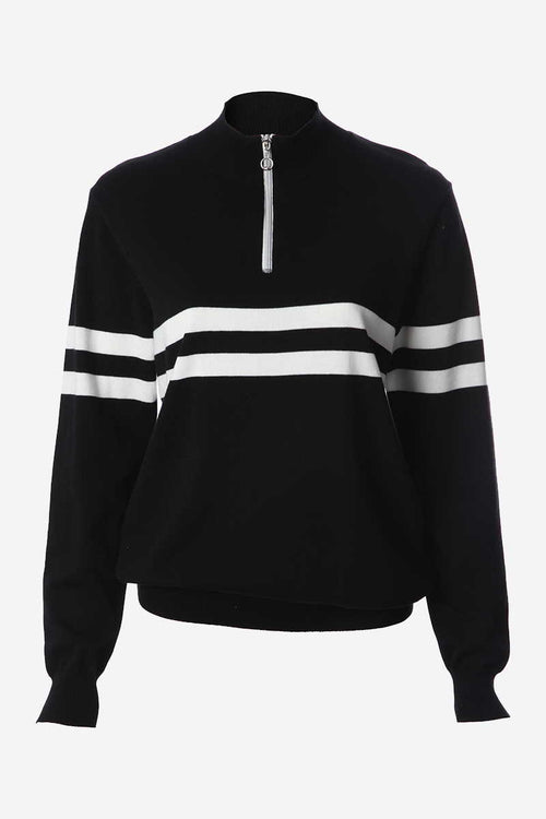JRB Stripe Sweater (1/4 zipped) - Black
