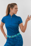 Pure Holly Cap Sleeved Polo Shirt - Blue/Feather
