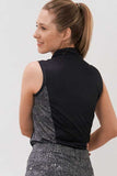 Pure Elise Sleeveless Polo Shirt - Black/Cheetah