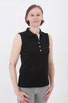 This is an essential item for every lady golfer and her golfing wardrobe.  Who doesn't need a plain black golf polo shirt?  This will also work for Lady tennis players who are looking for a plain black tennis polo shirt to match with their tennis skort or tennis shorts.  Lady Tennis players and lady golfers need this.