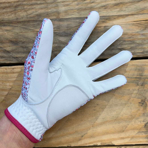 Suitably Sporty Golf Glove (left hand) - Hearts for Macmillan