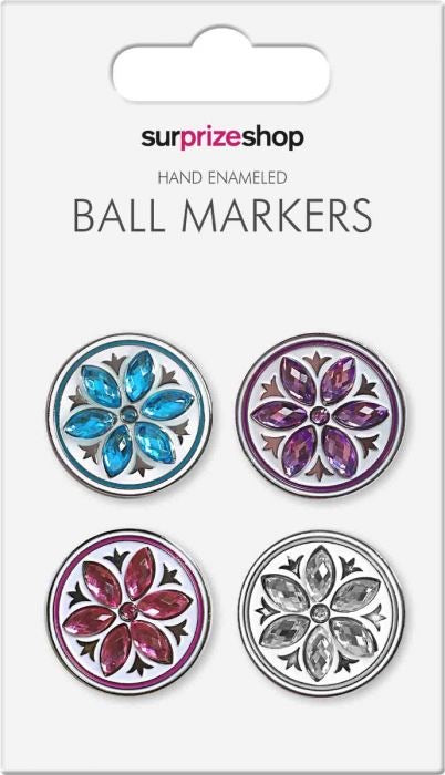 Ball marker set - crystal flowers