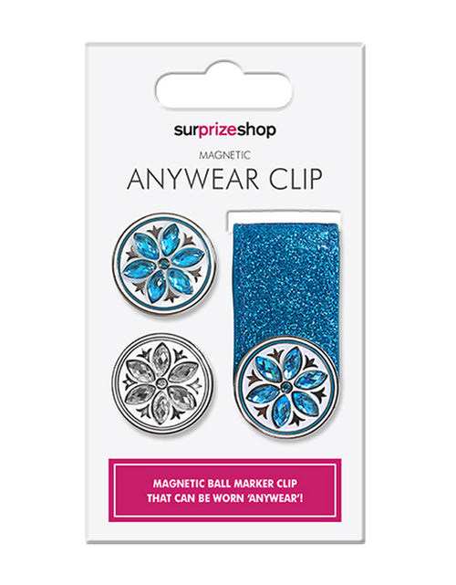 Ball marker Anywear clip - Aqua glitter