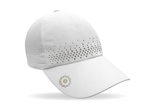 Magnetic soft fabric Golf Cap - White with jewel detail