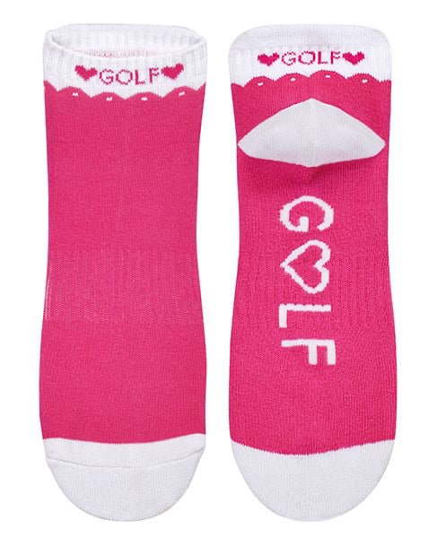 Ladies golf socks - pack of two pairs - Pink and white golf designs