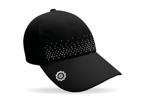 Magnetic soft fabric Golf Cap - Black with jewel detail