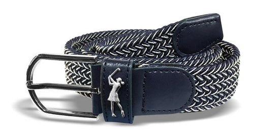 Two tone Woven golf belt - Navy and White