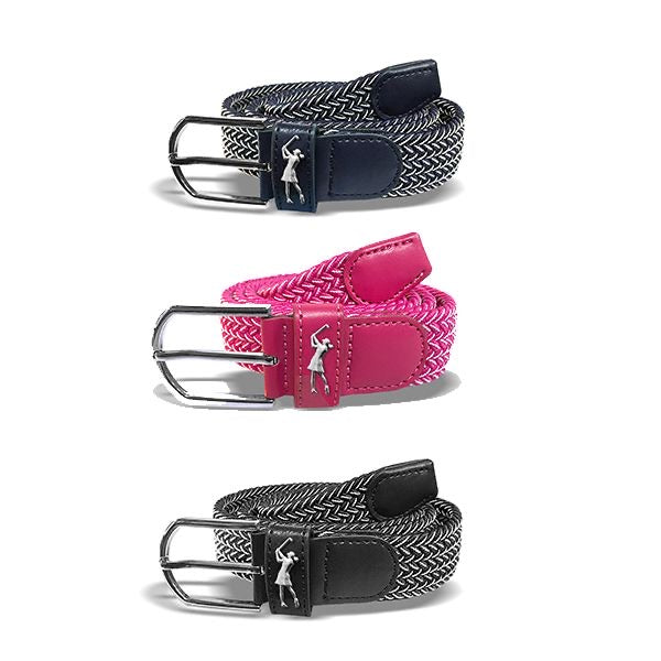 Two tone Woven golf belt - Pink and White