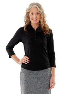 Nancy Lopez Journey 3/4 sleeved polo - Black