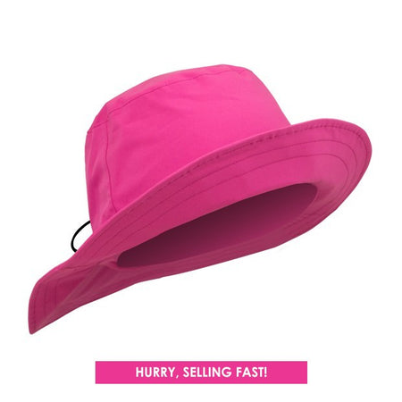 Fleece lined waterproof rain hat - pink